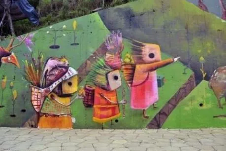 Detalle 3 de Mural Caminantes del tiempo, 2014, Camino de la Vida, Medellín