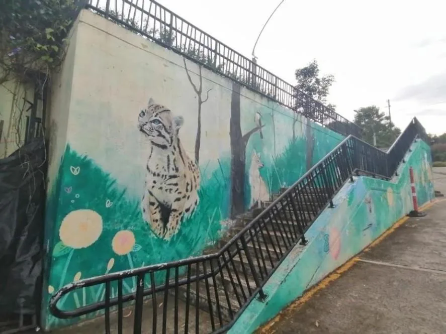Detalle 2 de Mural Camino del maíz, 2014, Eco Parque El Picacho, Medellín