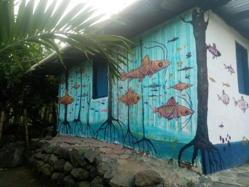 Mural Lo que trajo el río, 2020, Puente Iglesias, Antioquia