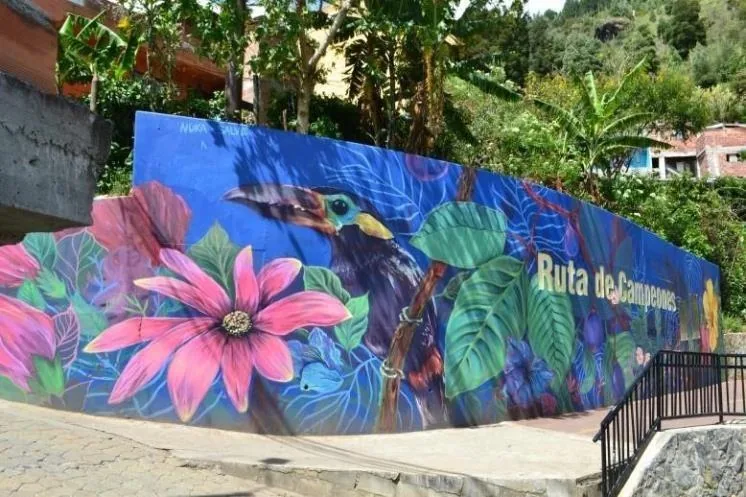 Detalle 2 de Mural Remembranzas, 2018, Ruta de Campeones, barrio 13 de Noviembre, Medellín