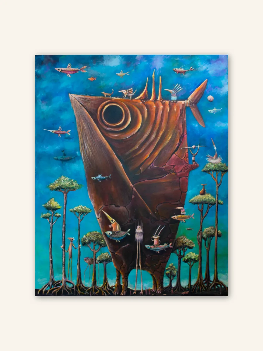 Pintura Seres imaginados en el tiempo